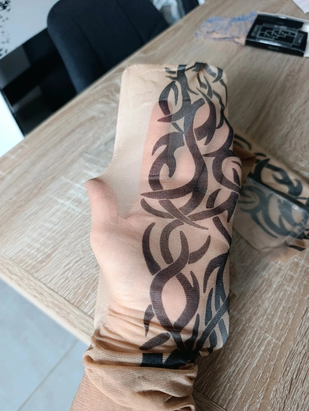 Vestido tatuagem feminino bege preto - Motivo tribal - Novos em blister - Tamanho único – photo 5